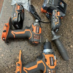 Rigid Drill And Impact Drill Two Batteries