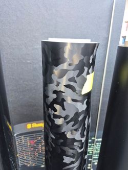 Camo camouflage black negro satin vinyl wrao by the yard