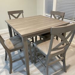 4 Piece Rustic Gray Dining Table 