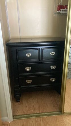 Black Wood Dresser with 3 Drawers