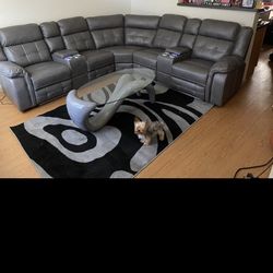 Grey leather Sectional