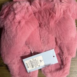 Cat & Jack Girl' Vibrant Pink Brooklyn Crossband Fur Slippers