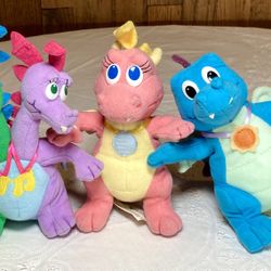 3 Flying Dragon Tales Plush Dragons Cassie, Ord And Zak & Wheezie! Collectible!