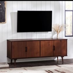 Mid-Century Modern 60" Solid Wood TV Entertainment (New In A Box)