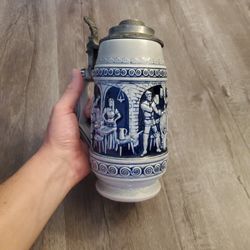Vintage Sitzendorf Porcelain Lidded Beer Stein