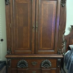 Queen Size Bed ,  Matching Two Piece Armoire And Dresser 