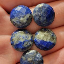 Lapis Lazuli Set Of 5 Cabachon Gemstones Round Flatbacks Set/Lot Five 