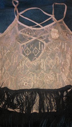 Beige see through shirt