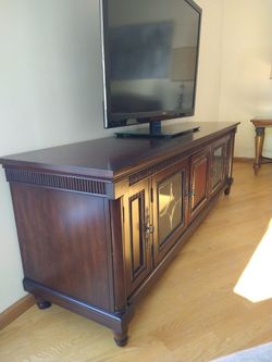 Beautiful Wood TV Stand 82" length.