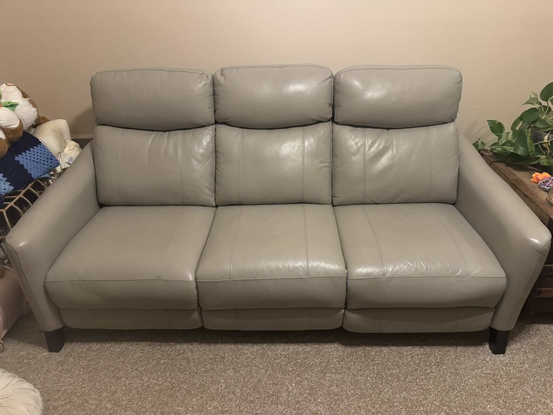 Reclining leather couch