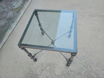 Decorative Metal & Glass End Table – Wrought Iron Style