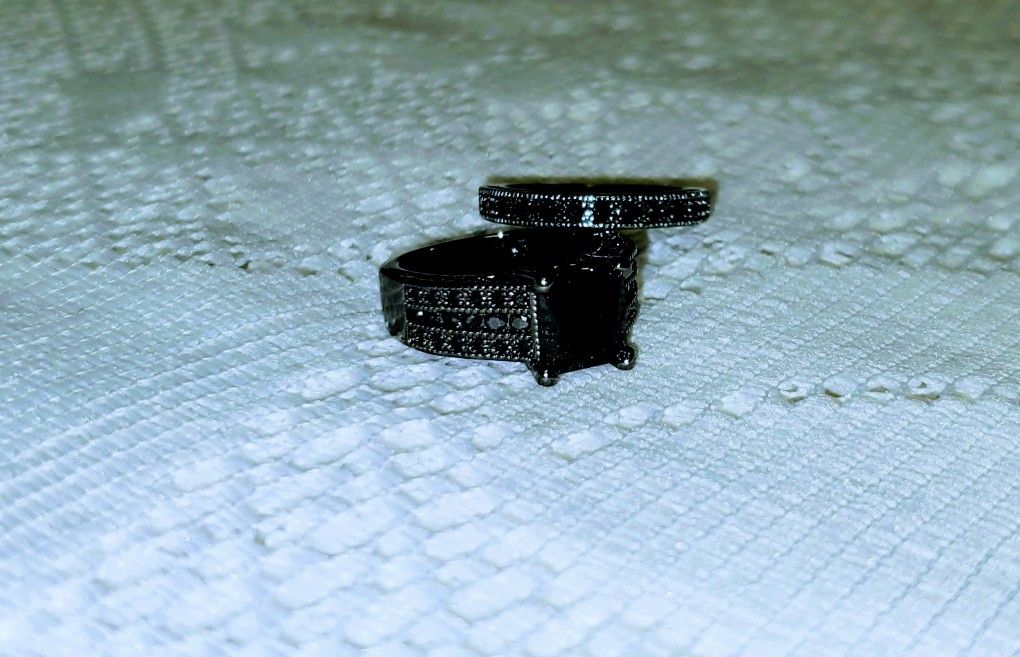 S925, RHODIUM FINISH, BLACK STONES
