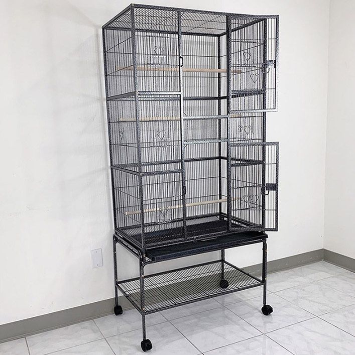(NEW) $160 X-Large 69” Bird Cage for Mid-Sized Parrots Cockatiels Conures Parakeets Lovebirds Budgie, 31x19x69” 