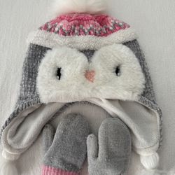 New girls beanie size 4y-5y and gloves
