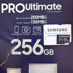 Samsung PRO Ultimate microSD Memory Card Plus Adaptor 256GB microSDXC Up To 200 MB/s 4K USD UHS-I Class 10 U3 V30 A2