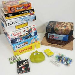 Lot Of Modern Board Games, Card Games And Puzzles: Risk, Clue, Geo Bee, Gas Out, Eggedon and more