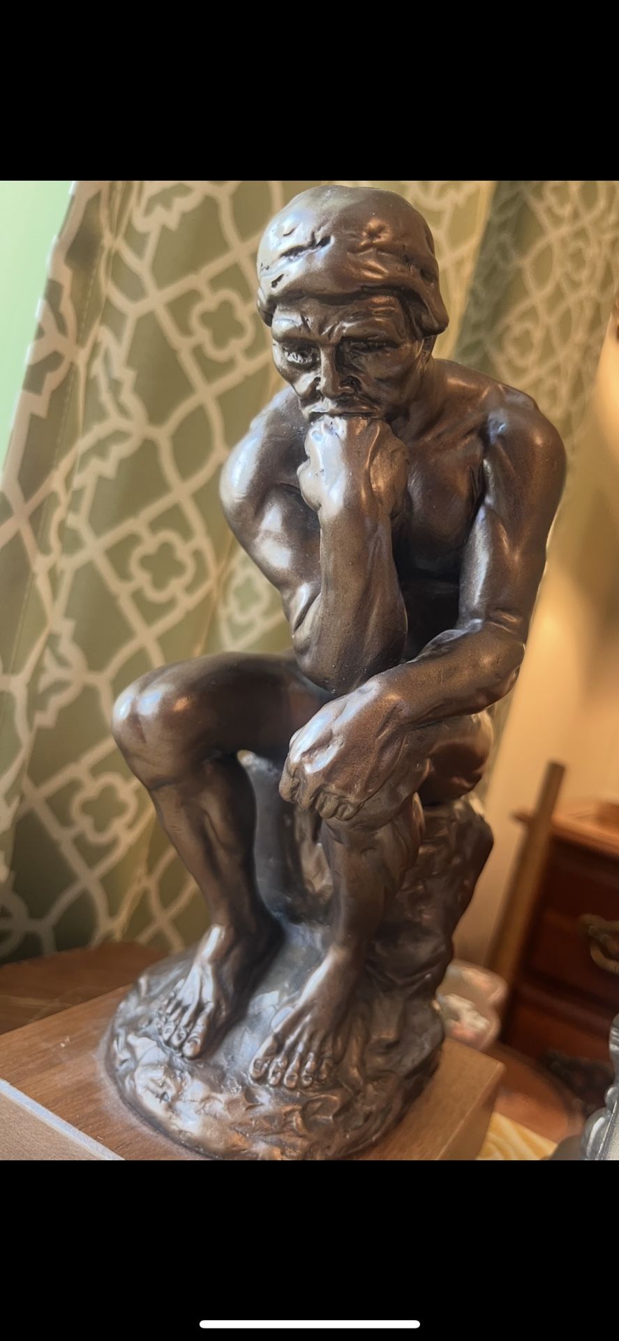 Vintage Darwin “The Thinker” Monkey Figurine Bronze Color Ceramic