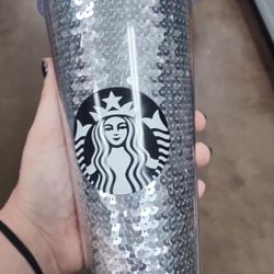 Silver Sequin Starbucks Cup