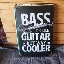 Bass Guitar Metal Sign 8"x12"