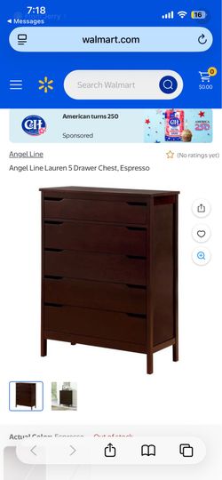 Angel Line Lauren 5 Drawer Chest espresso