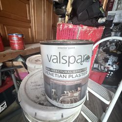 Valspar Venetian Plaster Paint, Three Cans, One White, One Light Gray, One Medium Grey Cans Look Old, But Pain Is Good