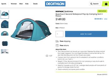 NEW Decathlon Quechua 2 Second Waterproof Pop Up Camping Tent 3 Person  Lightweight for Sale in Kirklyn, PA - OfferUp