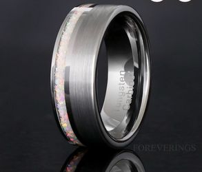 Tungsten Carbide Ring with Opal Inlay