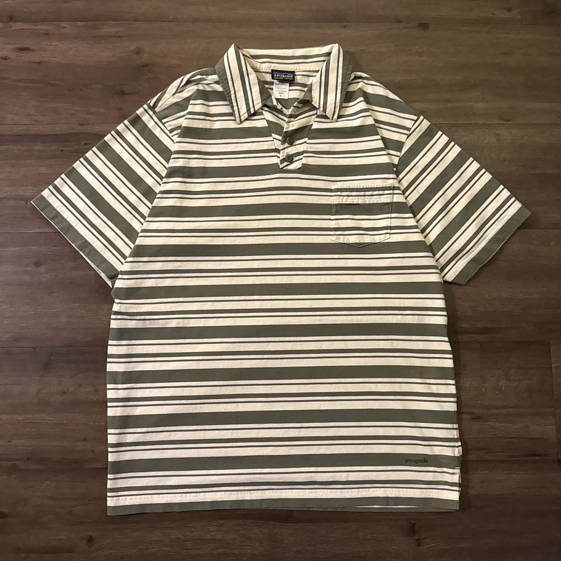 Men’s Green & Beige Patagonia Striped Polo
