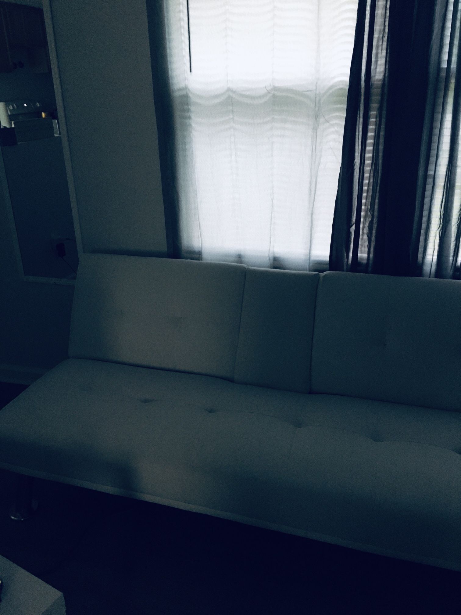 White Leather Futon With Cup Holder 