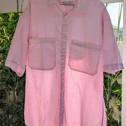 Vintage Christian Dior Mens Pink Dress Shirt Large