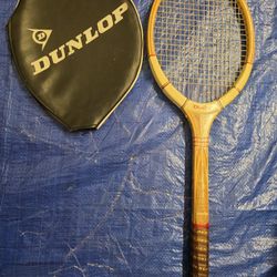 Vintage Dunlop Wooden Tennis Racket with cover