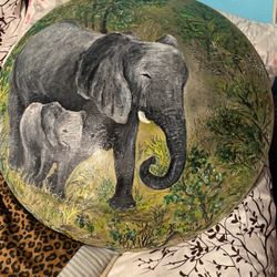 For Elephat Lovers Hand painted on a shield