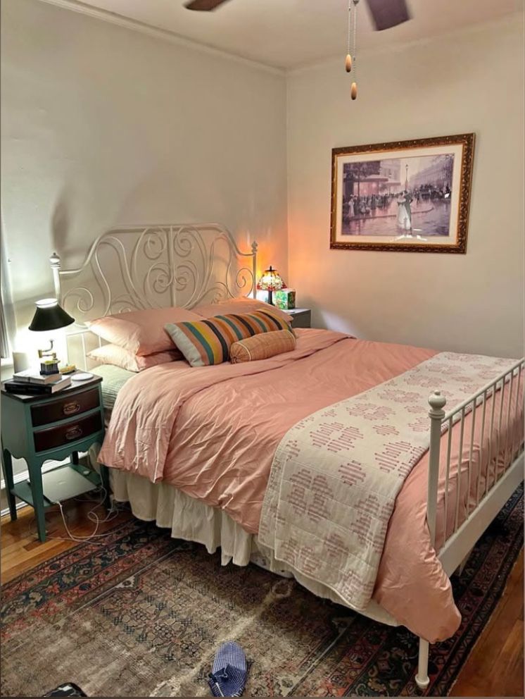 White Metal, Queen, Bedframe, And Mattress