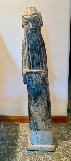 Vintage  Confucius Chalked Statue 34” High