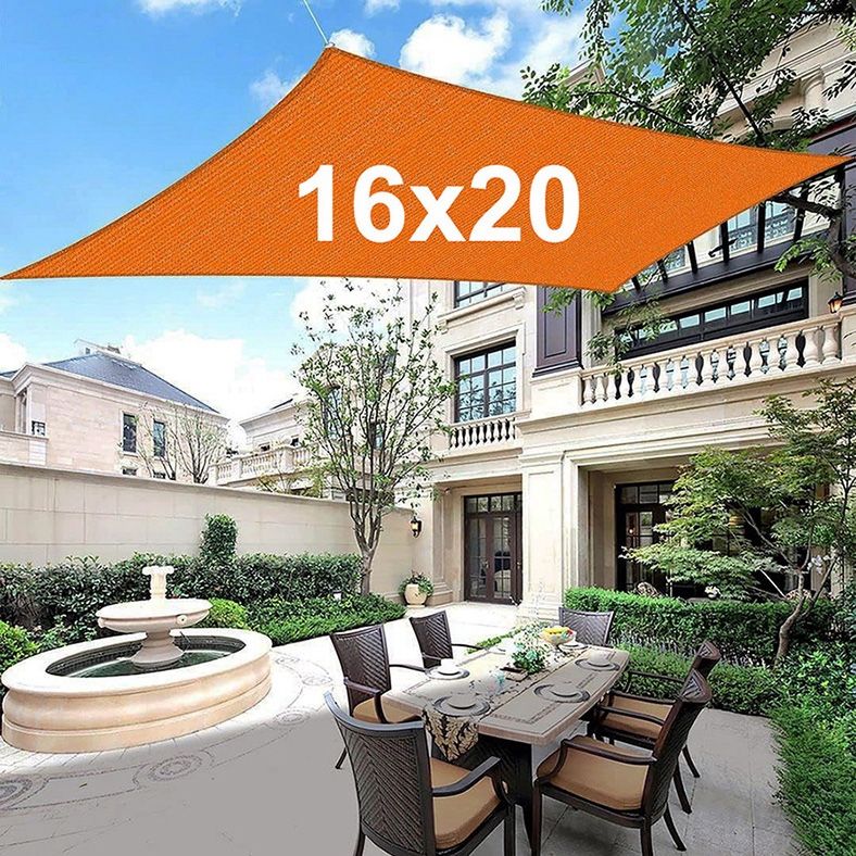 (NEW) $35 Rectangle 16x20’ Sun Shade Sail Outdoor Patio Top Cover, (Orange color)