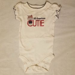 Carter's Just One You Girl's All American Cutie Ruffle Bodysuit Glitter Hippo 3M