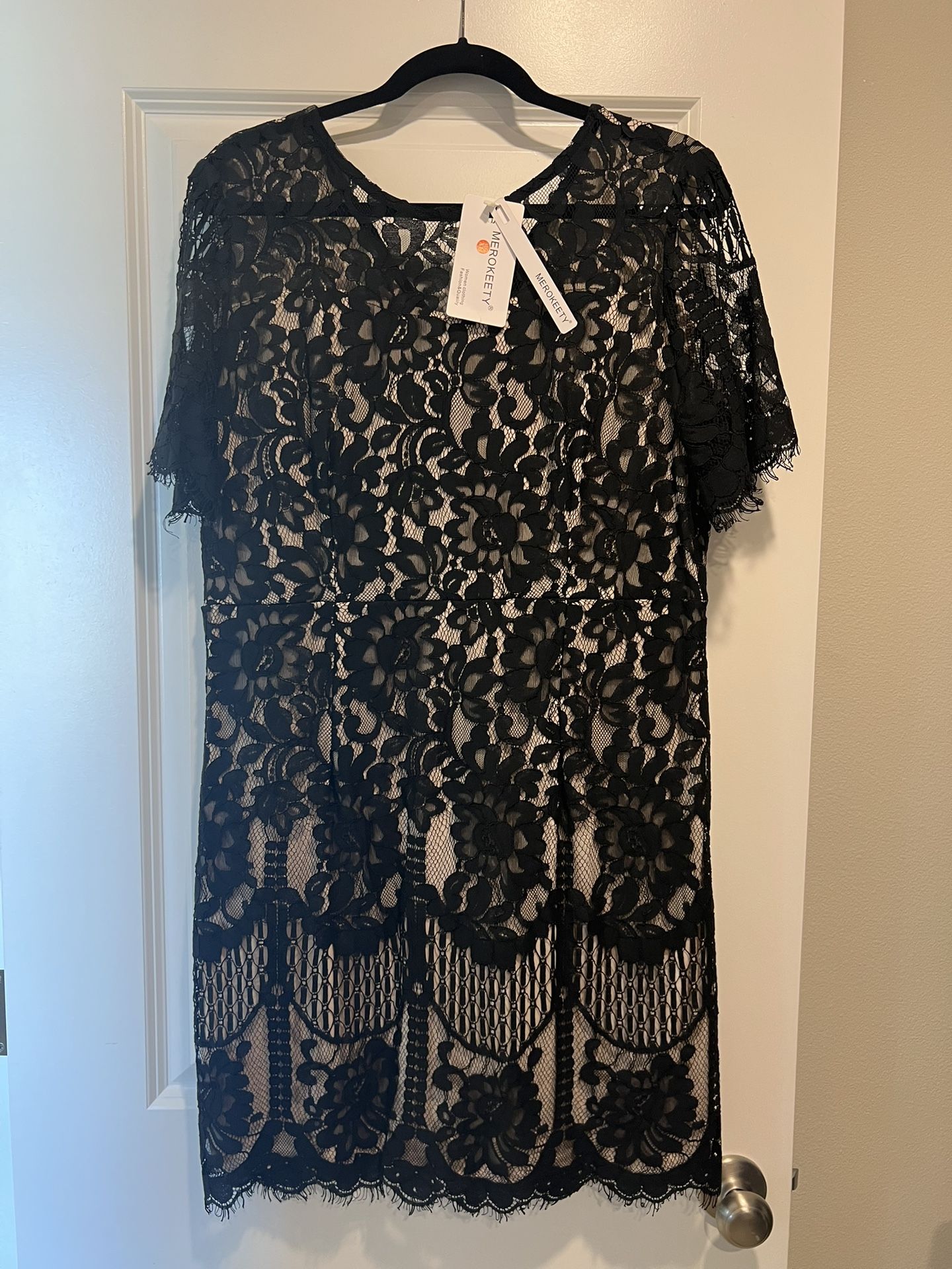 Beautiful, Black And Khaki Special Occasion Dress