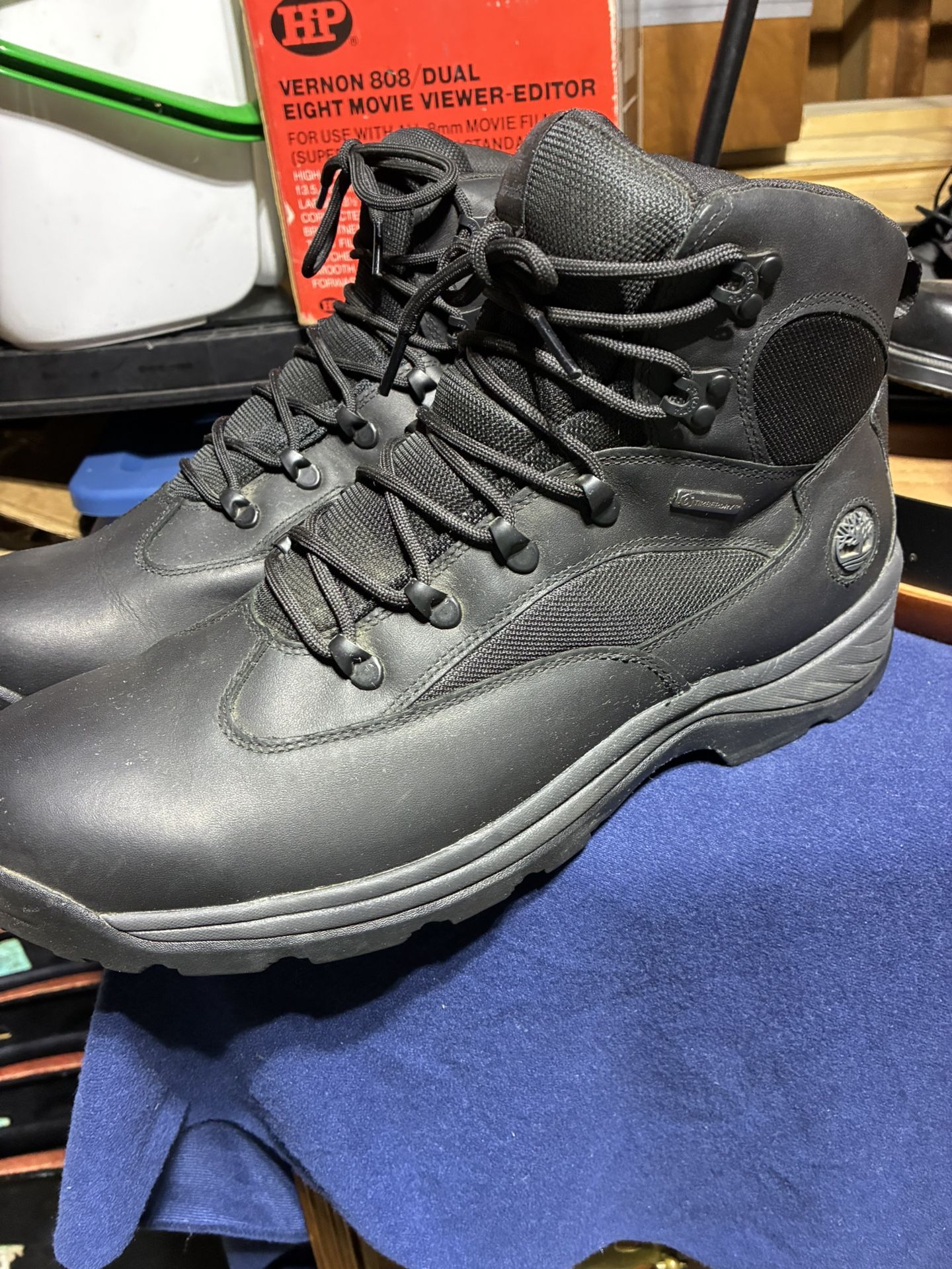 Pair Of like New Black Timberland Boots. Worn One Time.