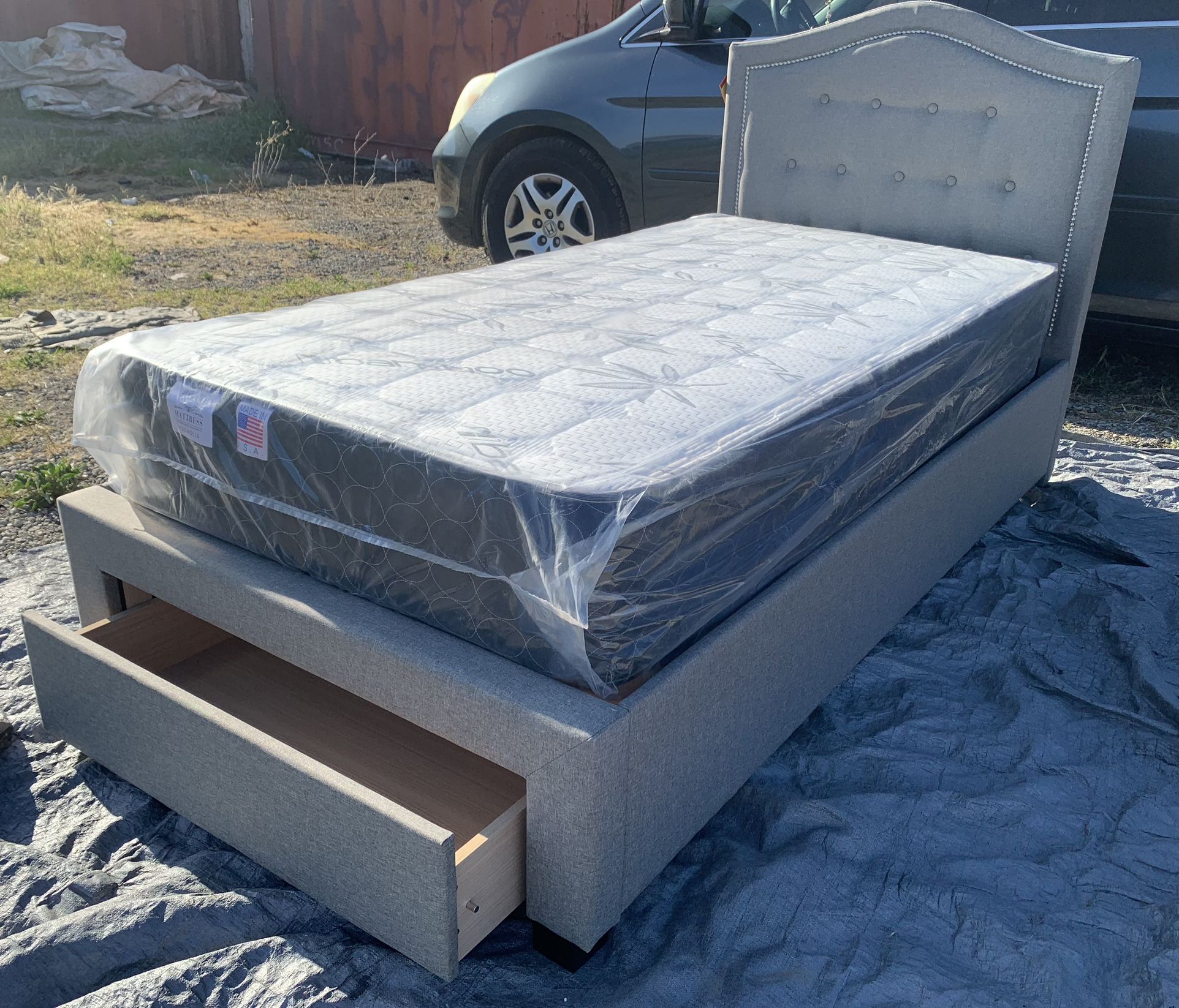 Twin Platform Storage Twin Bed With Orthopedic Supreme Mattress Included 