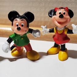 Vintage 80's Micky Mouse & Minnie Mouse Figurines 