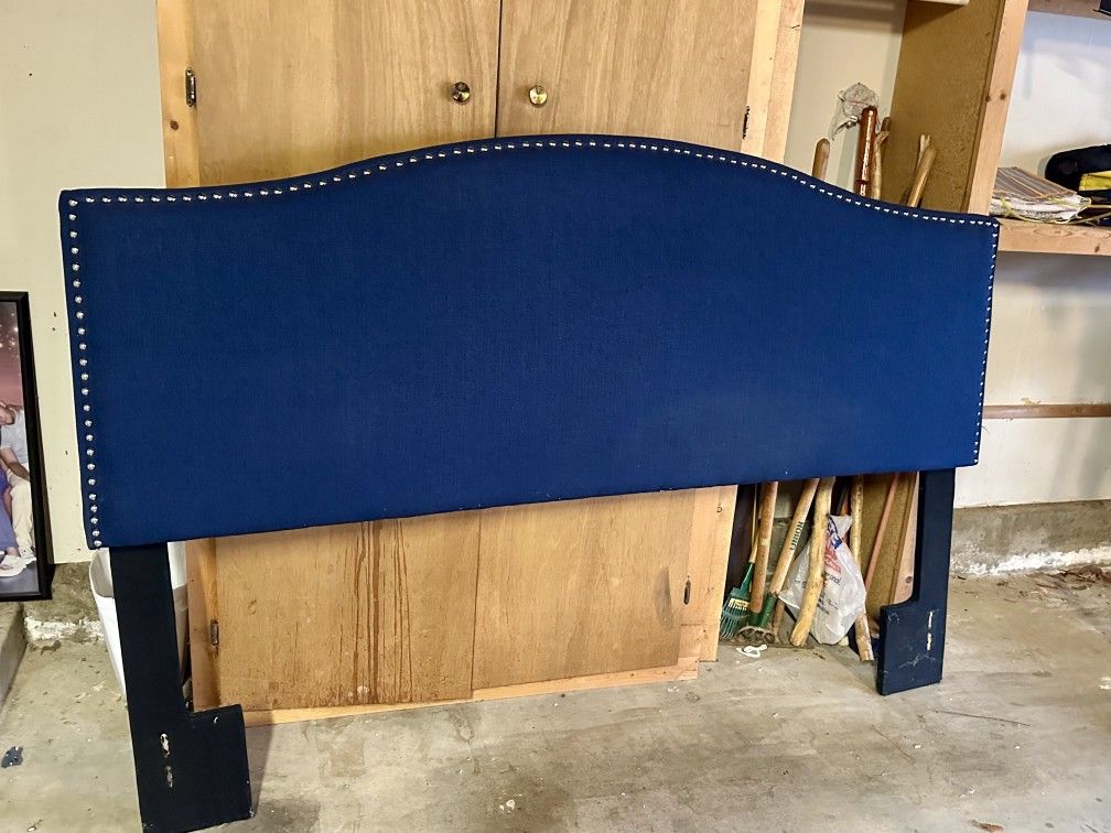 King Size Head Board, Royal Bue With Studs.