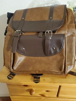 Nice Camel Brown Leather Backpack