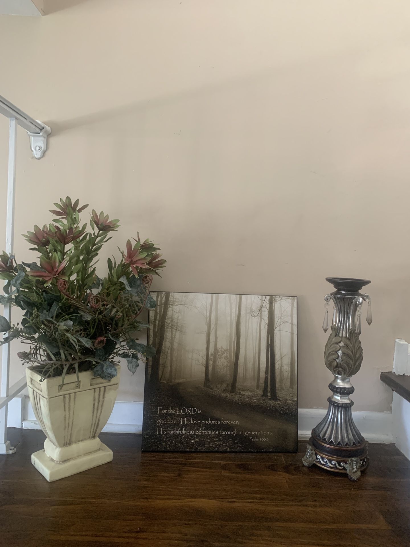 Psalm 100:3 Print, Candle Holder And Floral Arrangement $8 Ea