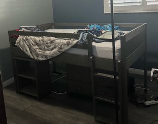 Dark grey twin bed