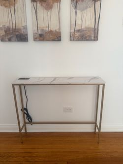 Narrow Entry Table with Gold Metal Frame