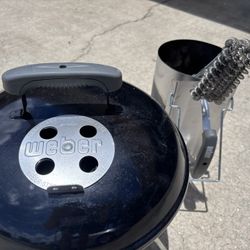 Weber Mini Charcoal Grill + Charcoal Chimney Starter & Grill Brush