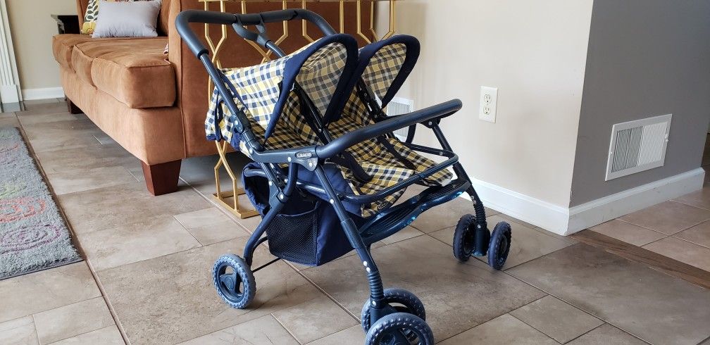 GRACO DOLL DOUBLE STROLLER CARRIAGE FOLD DOWN EASY STORAGE

