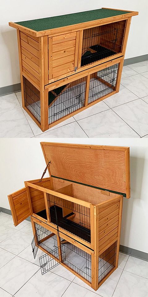 NEW $95 Wooden Rabbit Hutch 44x17x36”