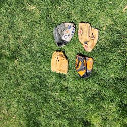 4 Kids Baseball Gloves (Package Deal - All 4)