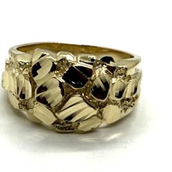 14k Solid Gold Nice Men Nugget Ring Size:  9 Grams : 7.5
